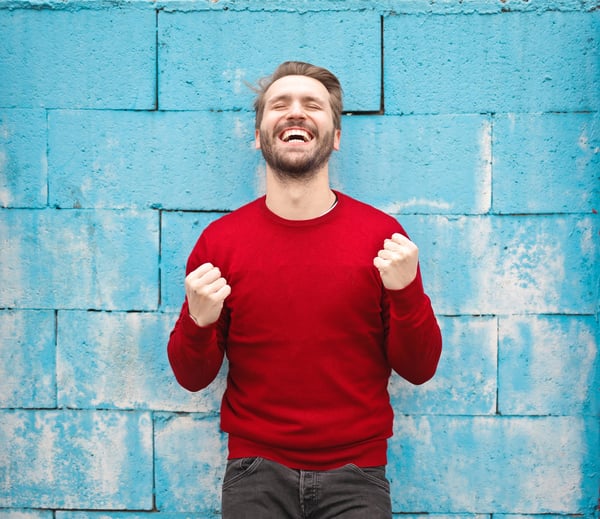 man celebrating